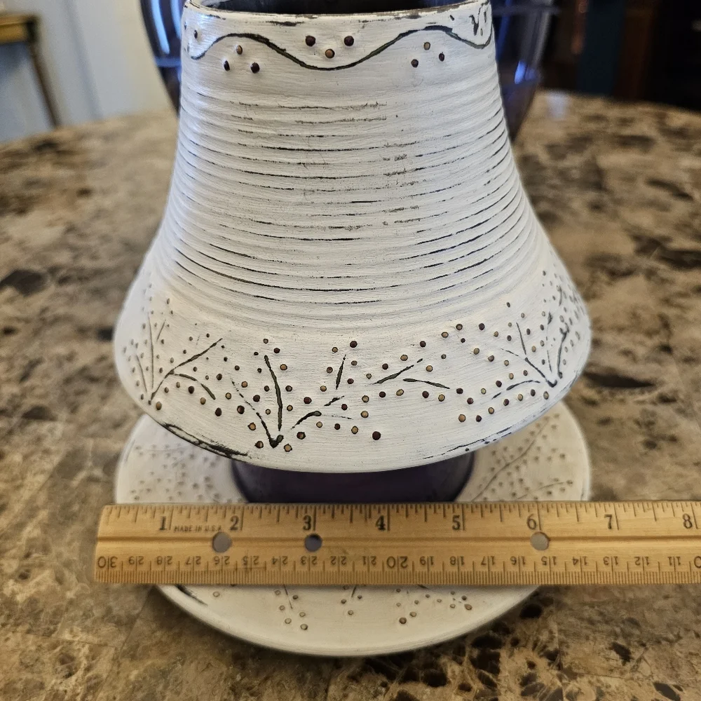 Yankee Candle Large Stoneberry Shade & Plate RARE WHITE Set Jar Candle Topper 👀